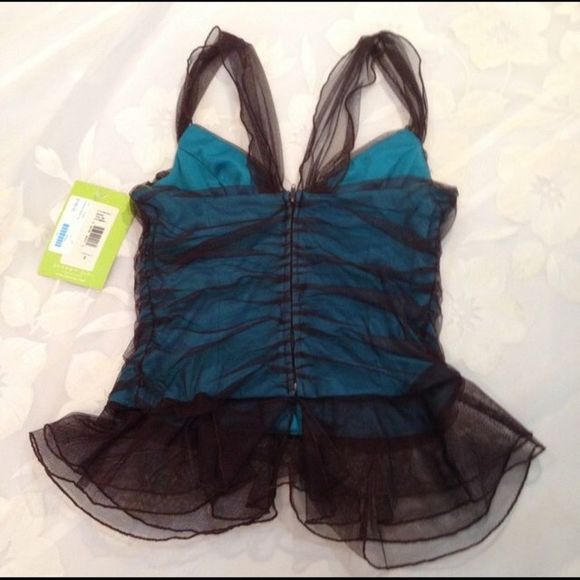 Citrine Brown And Turquoise Corset Top - Picture 2 of 2